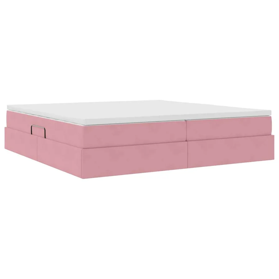 Lit avec rangement et matelas Rose 200 x 200 cm Velours - 9