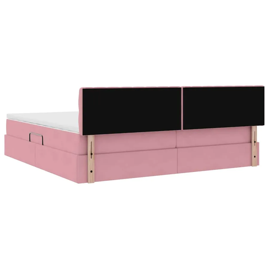 Lit de rangement LED avec matelas Rose 200 x 200 cm Velours - 12