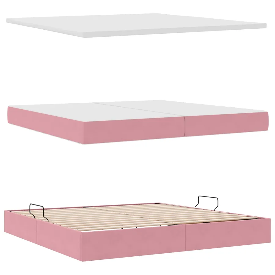 Lit de rangement LED avec matelas Rose 200 x 200 cm Velours - 9