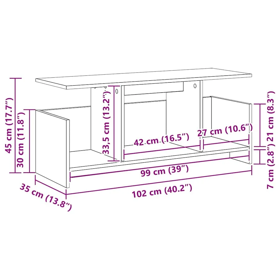 Meuble TV Gris Sonoma 102 x 35 x 45 cm Bois d'ingénierie - 11