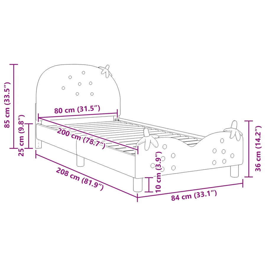 Cadre de lit pour enfants avec tête de lit Rose 80 x 200 cm - 10
