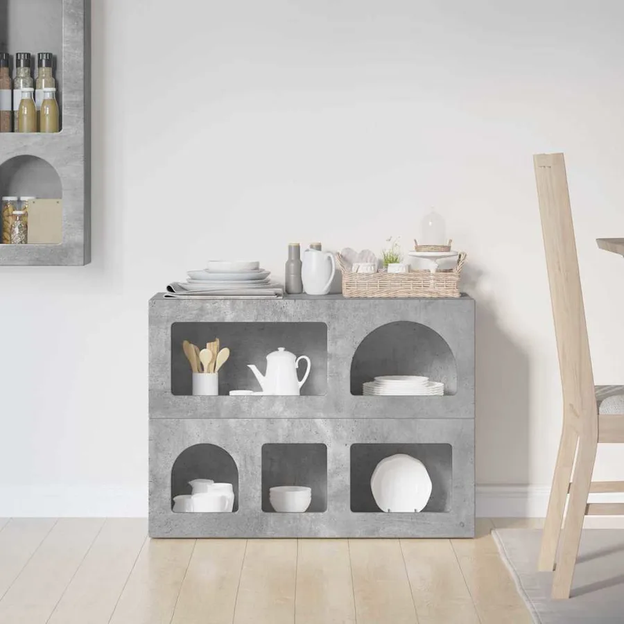 Buffet ELST Gris béton 80,5 x 35 x 59 cm Bois d'ingénierie - 4