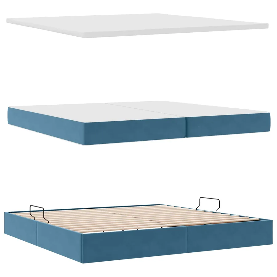 Lit de rangement LED avec matelas Bleu foncé 200 x 200 cm - 9