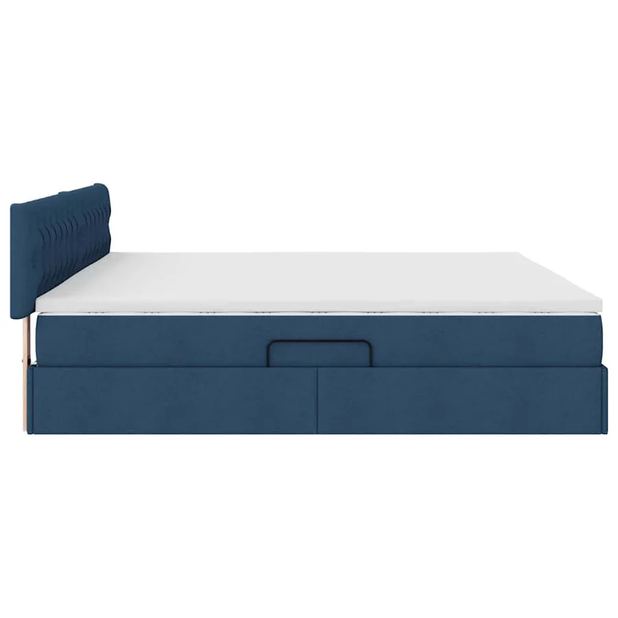 Lit de rangement LED avec matelas Bleu 200 x 200 cm Tissu - 11