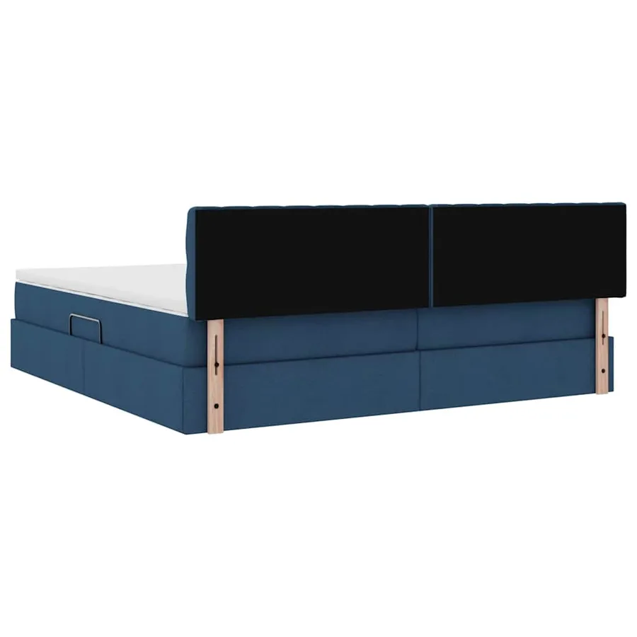 Lit de rangement LED avec matelas Bleu 200 x 200 cm Tissu - 12