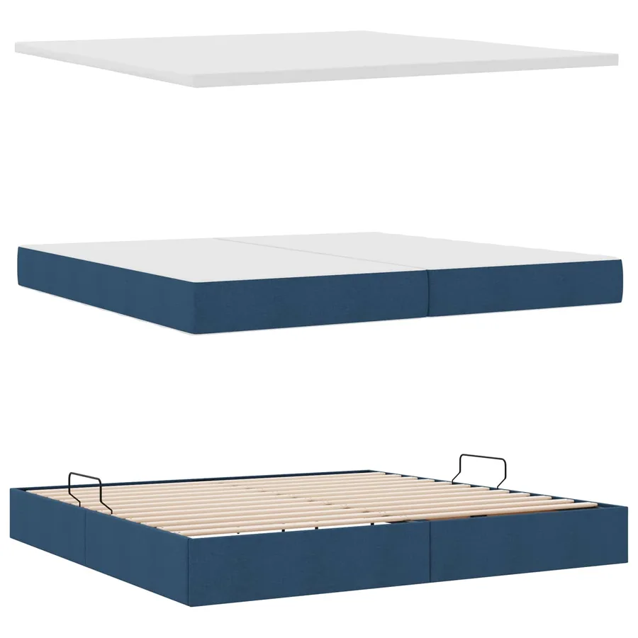 Lit de rangement LED avec matelas Bleu 200 x 200 cm Tissu - 9