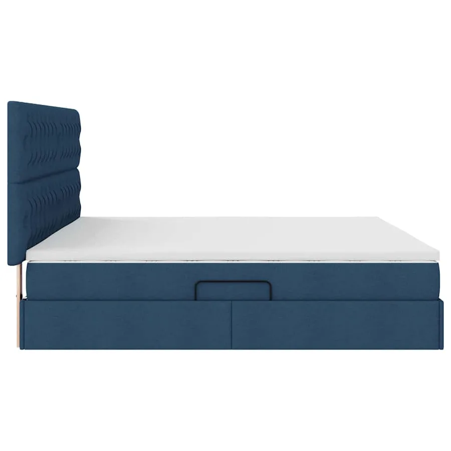 Lit de rangement LED avec matelas Bleu 200 x 200 cm Tissu - 11
