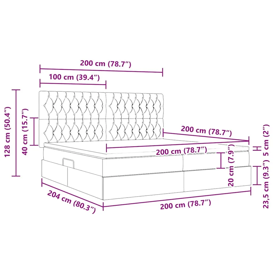 Lit de rangement LED avec matelas Bleu 200 x 200 cm Tissu - 17