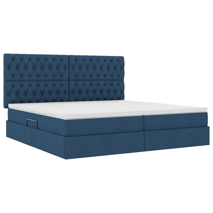 Lit de rangement LED avec matelas Bleu 200 x 200 cm Tissu - 6