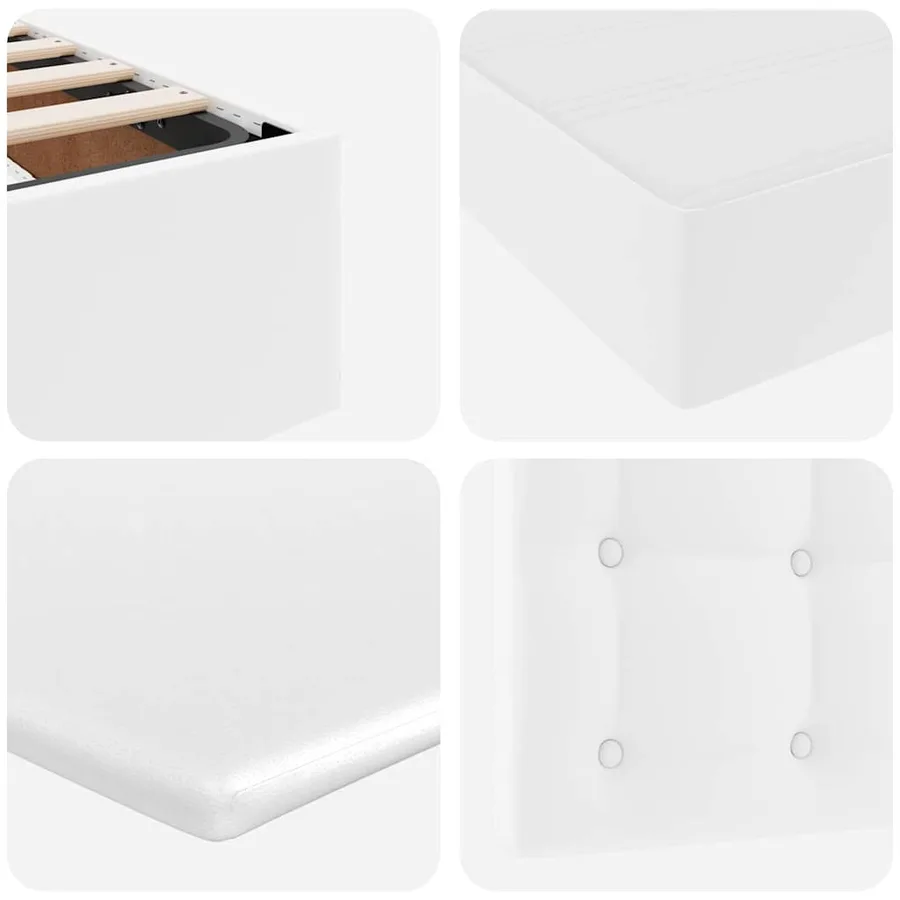 Lit avec rangement et LED Blanc pur 200 x 200 cm Simili cuir - 13