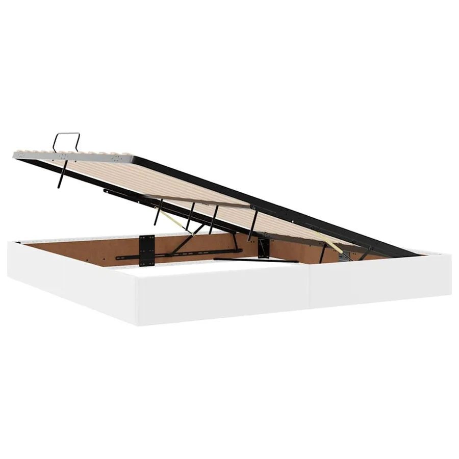 Lit avec rangement et LED Blanc pur 200 x 200 cm Simili cuir - 7