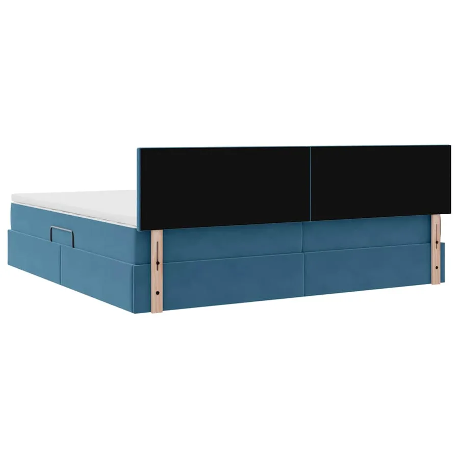Lit de Rangement avec matelas Bleu foncé 200 x 200 cm Velours - 8
