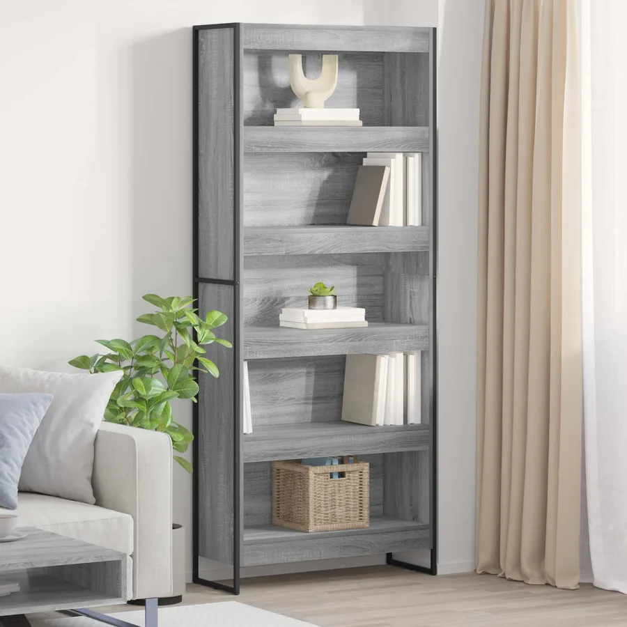 Bibliothèque 80 x 30 x 189,5 cm Bois d'ingénierie Gris Sonoma