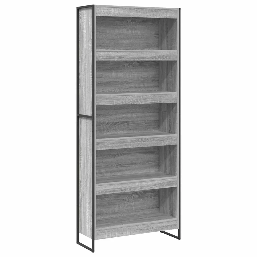 Bibliothèque 80 x 30 x 189,5 cm Bois d'ingénierie Gris Sonoma - 2