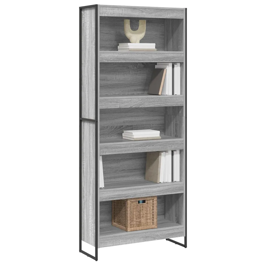Bibliothèque 80 x 30 x 189,5 cm Bois d'ingénierie Gris Sonoma - 3
