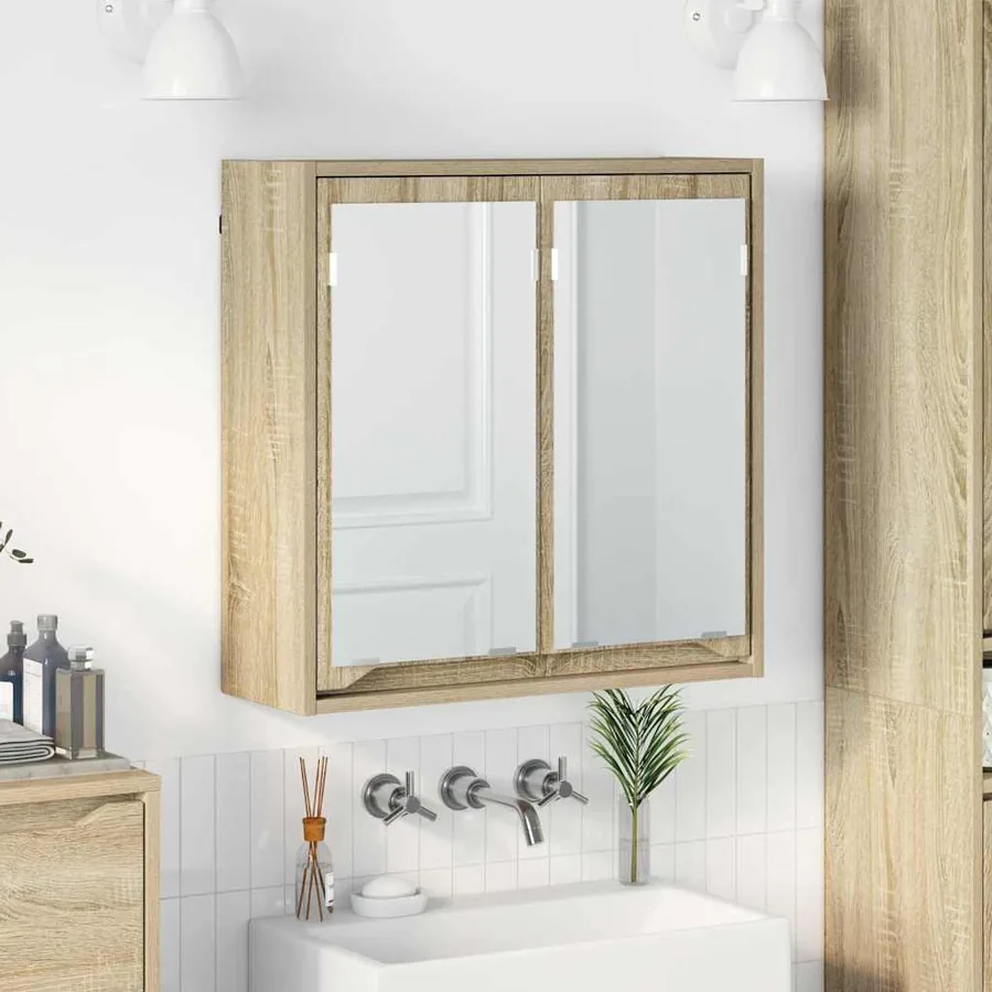 Armoire Miroir de Salle de Bain Chêne Sonoma 60 x 20 x 60 cm