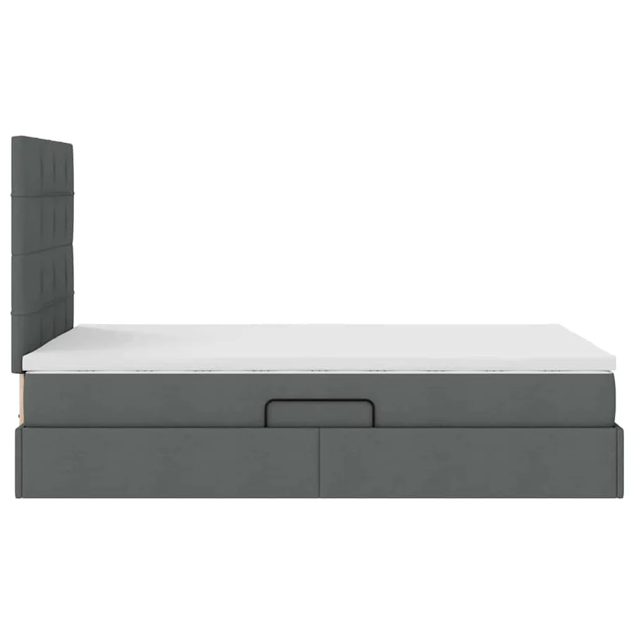 Lit de rangement LED avec matelas Gris foncé 120 x 190 cm Tissu - 11