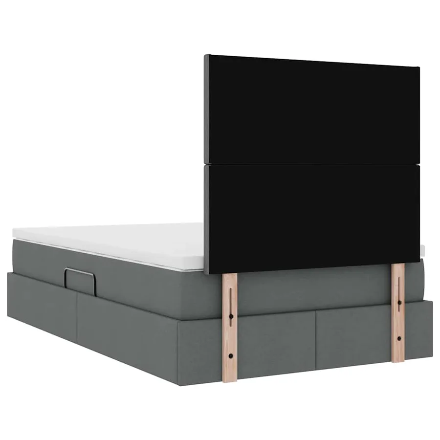 Lit avec rangement et matelas Gris foncé 120 x 190 cm tissu - 11