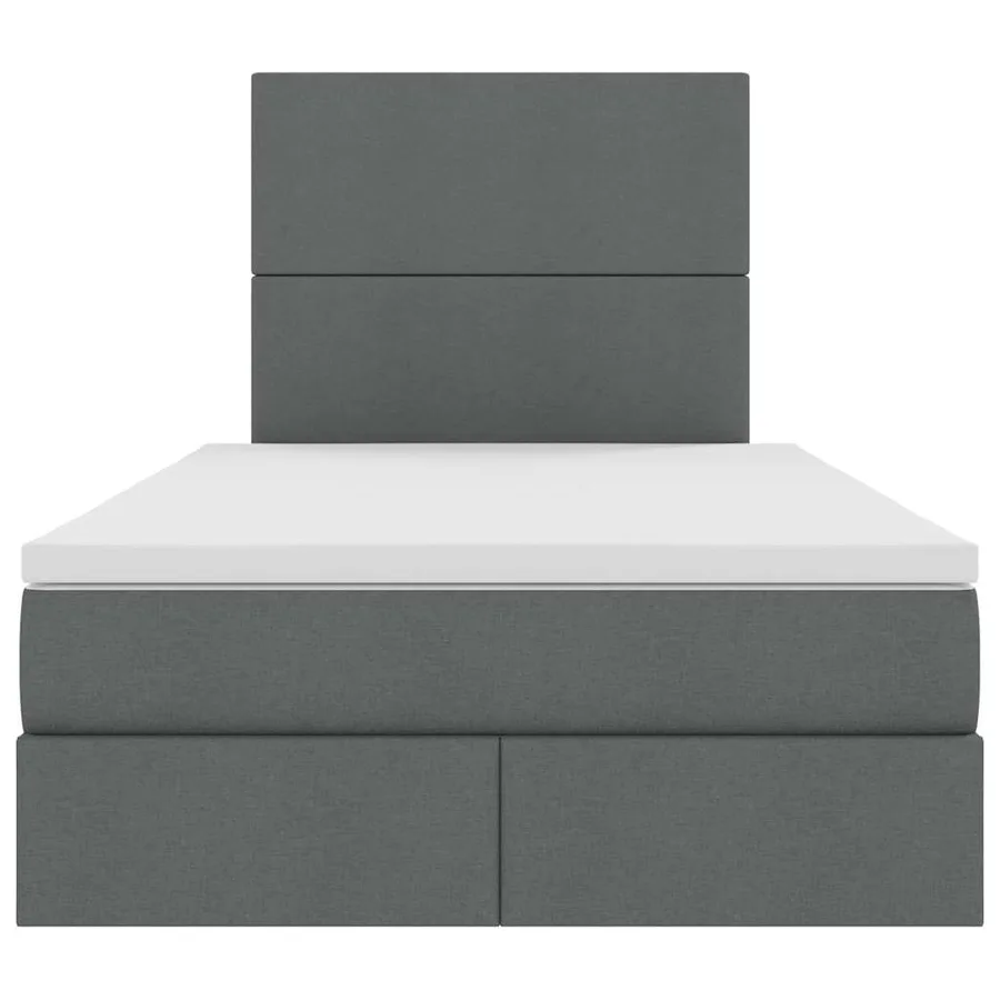 Lit avec rangement et matelas Gris foncé 120 x 190 cm tissu - 7