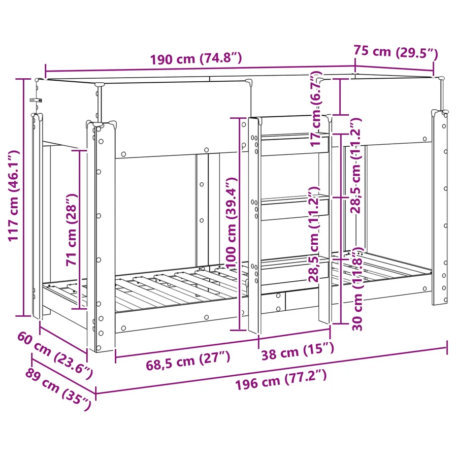 Lit Superposé pour Enfants Chêne fumé 75 x 190 cm - 8