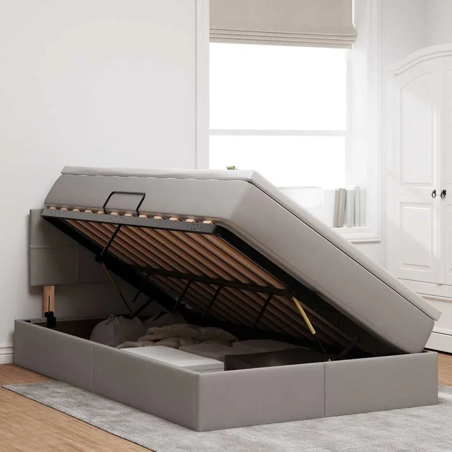 Lit avec rangement et matelas avec matelas Taupe 120 x 200 cm - 4
