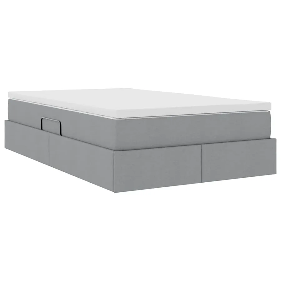 Lit avec rangement et matelas Gris clair 120 x 200 cm Polyester - 10