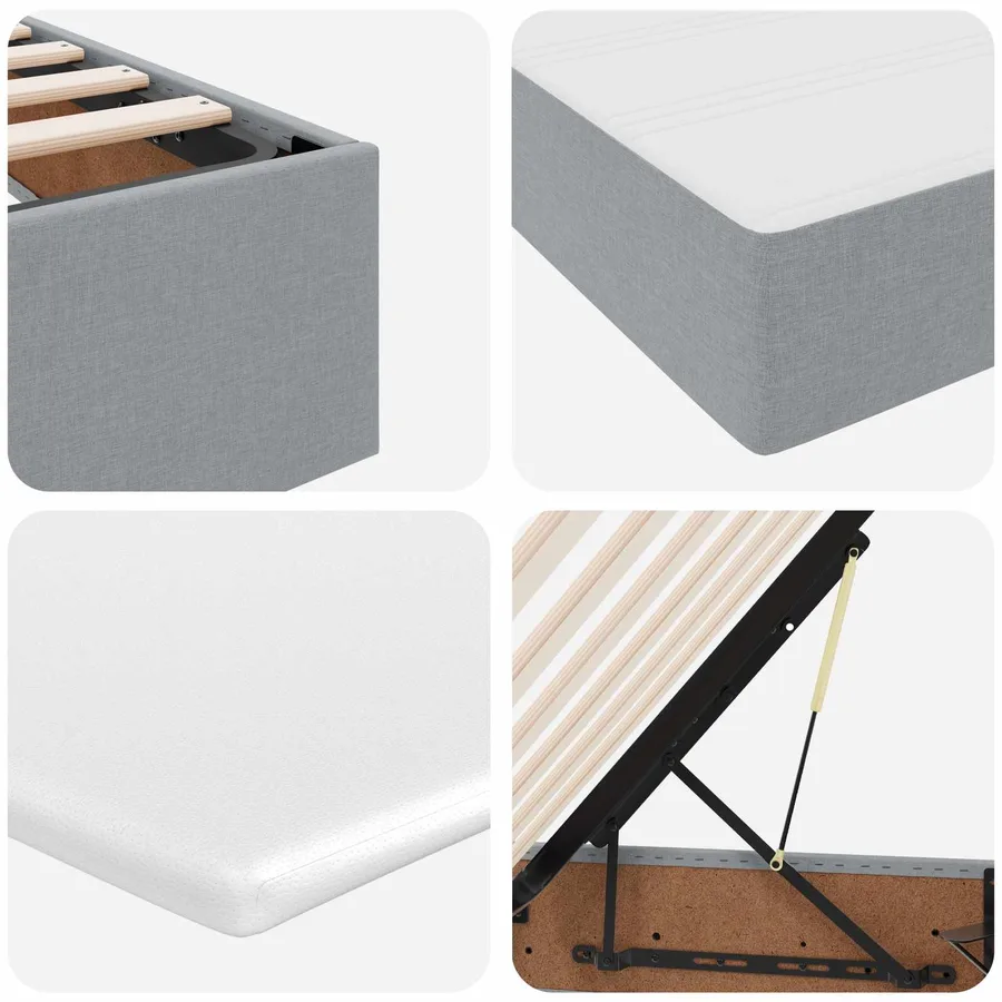 Lit avec rangement et matelas Gris clair 120 x 200 cm Polyester - 11