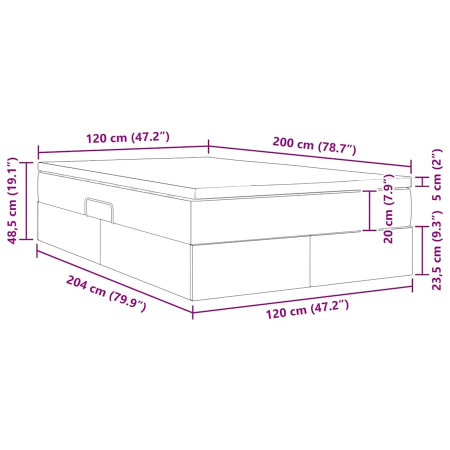 Lit avec rangement et matelas Gris clair 120 x 200 cm Polyester - 13