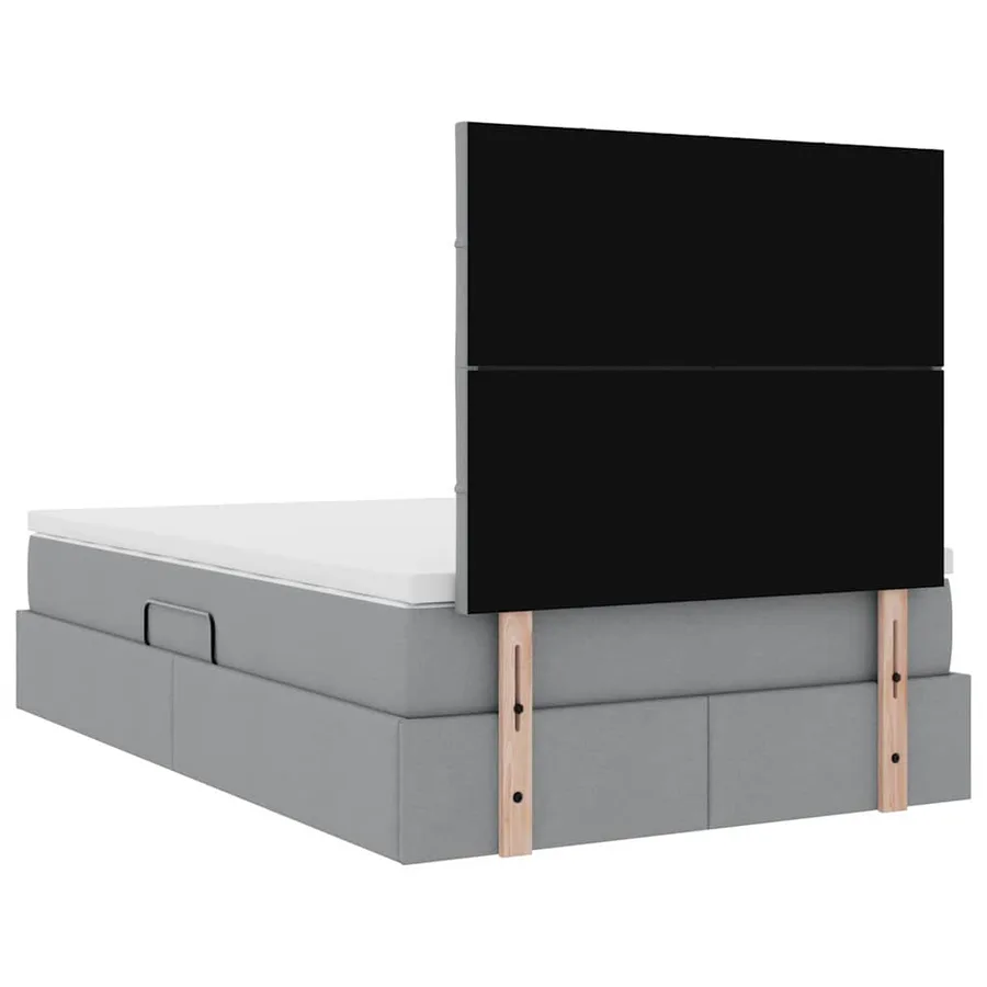 Lit de rangement LED avec matelas Gris clair 120 x 200 cm Tissu - 12