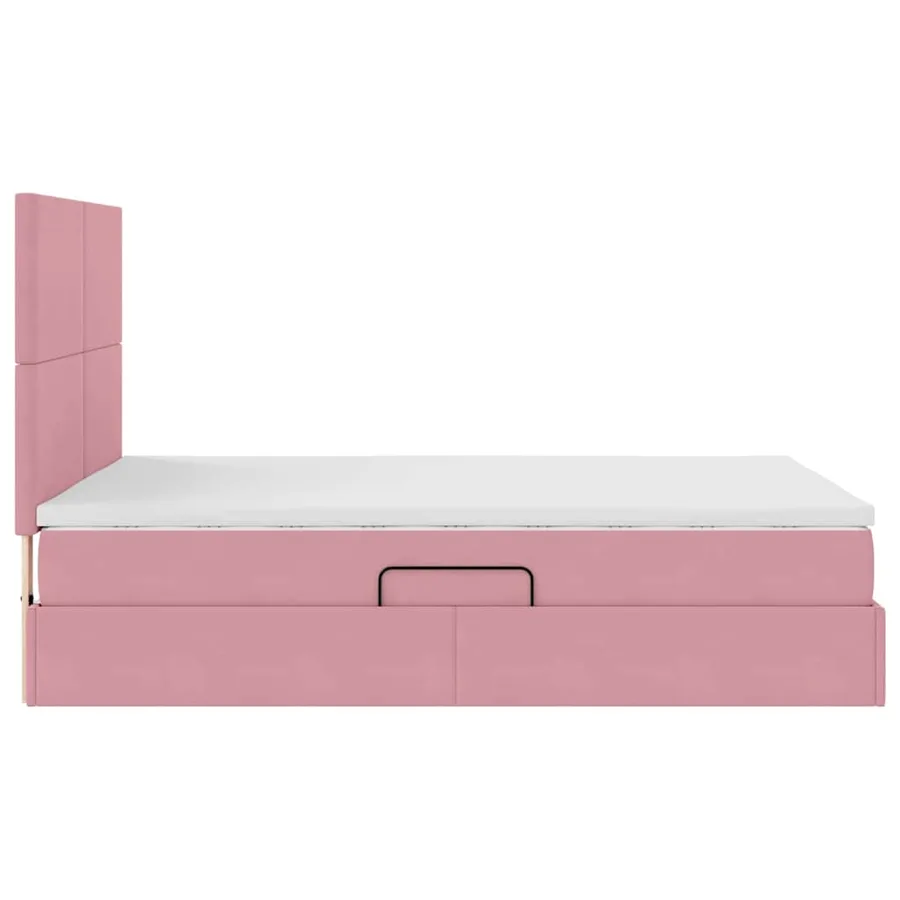 Lit avec rangement et matelas Rose 140 x 190 cm Velours - 10
