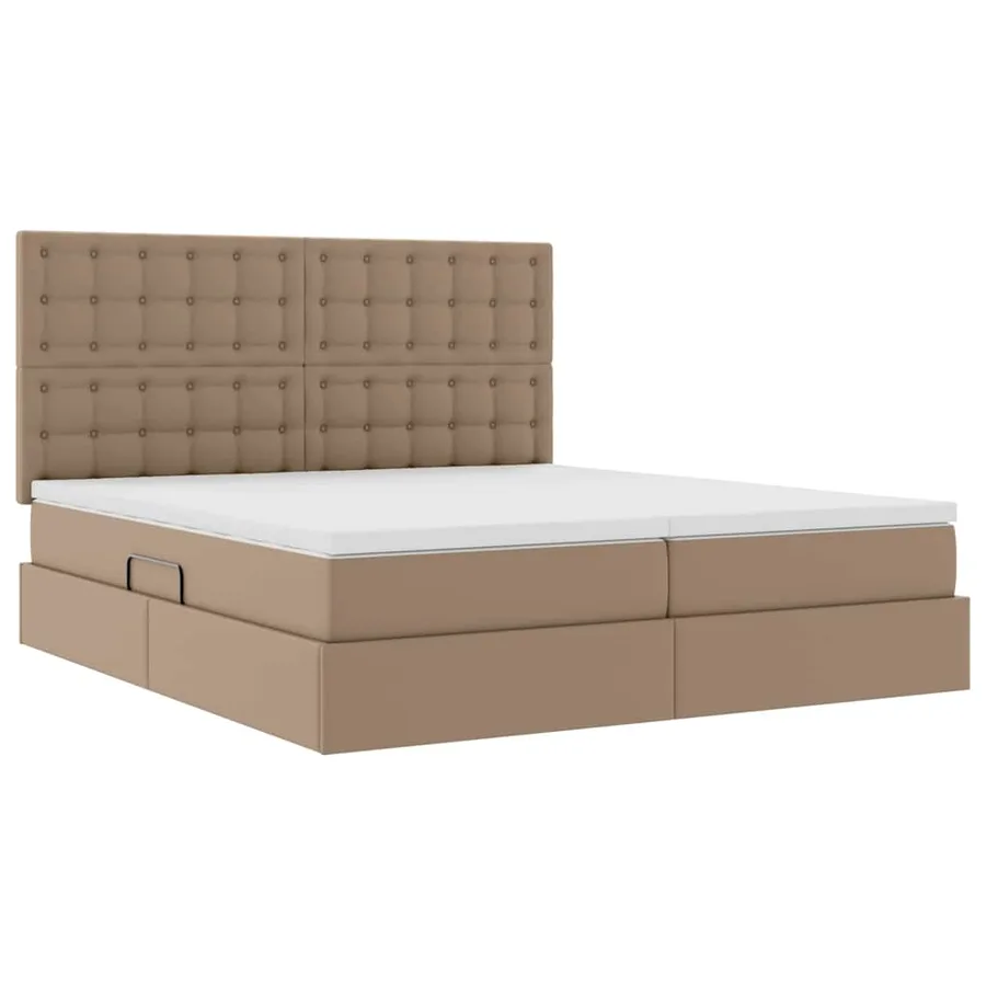 Lit avec rangement et LED Cappuccino 200 x 200 cm Simili cuir - 6