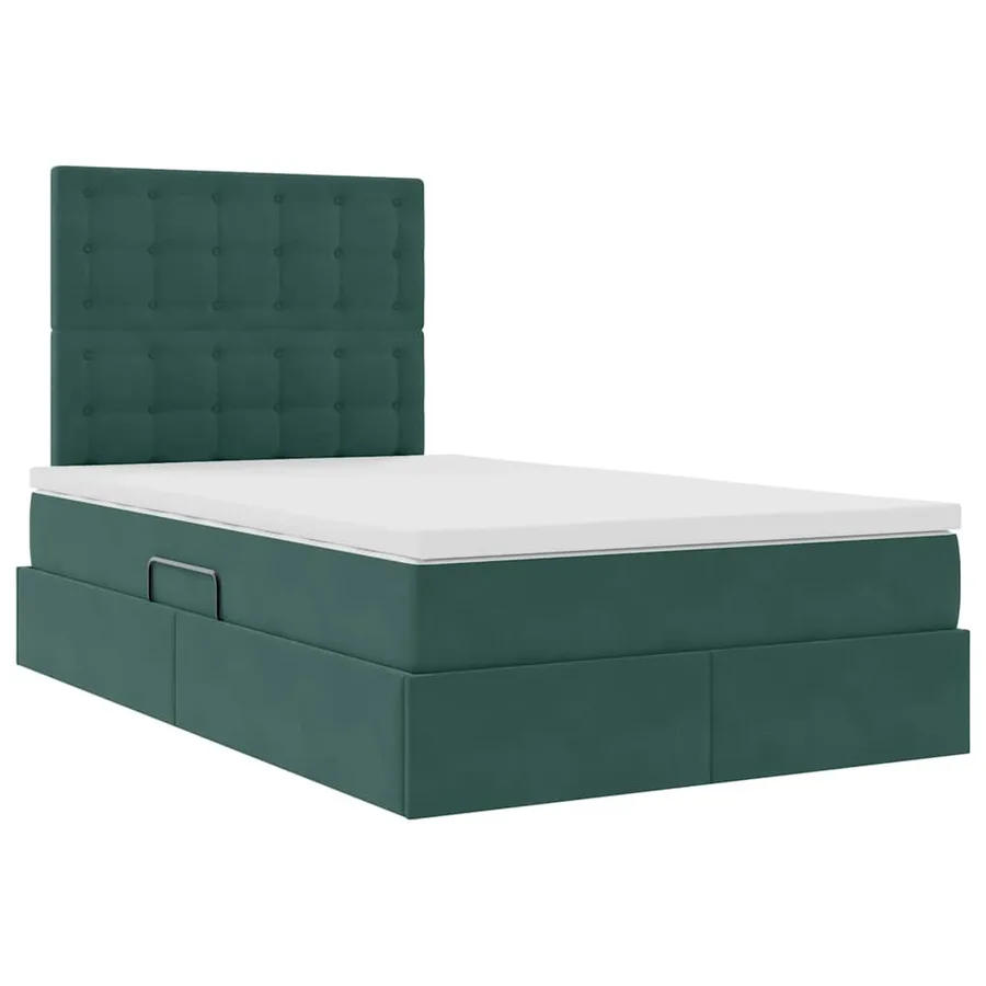 Lit avec rangement et matelas Vert foncé 120 x 200 cm Velours - 5