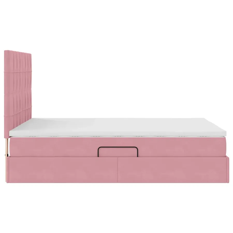 Lit de rangement LED avec matelas Rose 140 x 190 cm Velours - 11