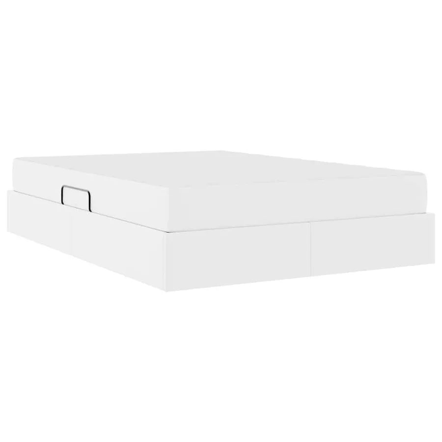Lit avec rangement et matelas avec matelas 2 pcs Blanc Cuir - 10