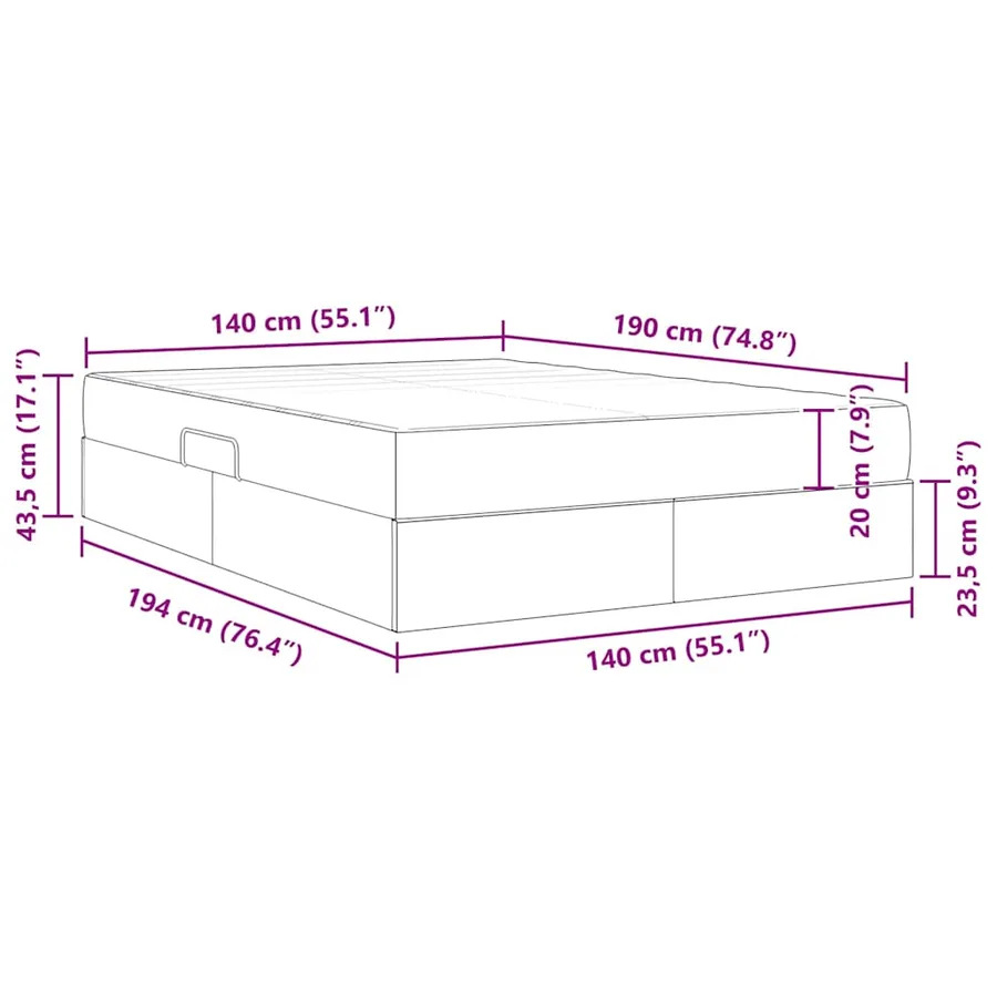 Lit avec rangement et matelas avec matelas 2 pcs Blanc Cuir - 16