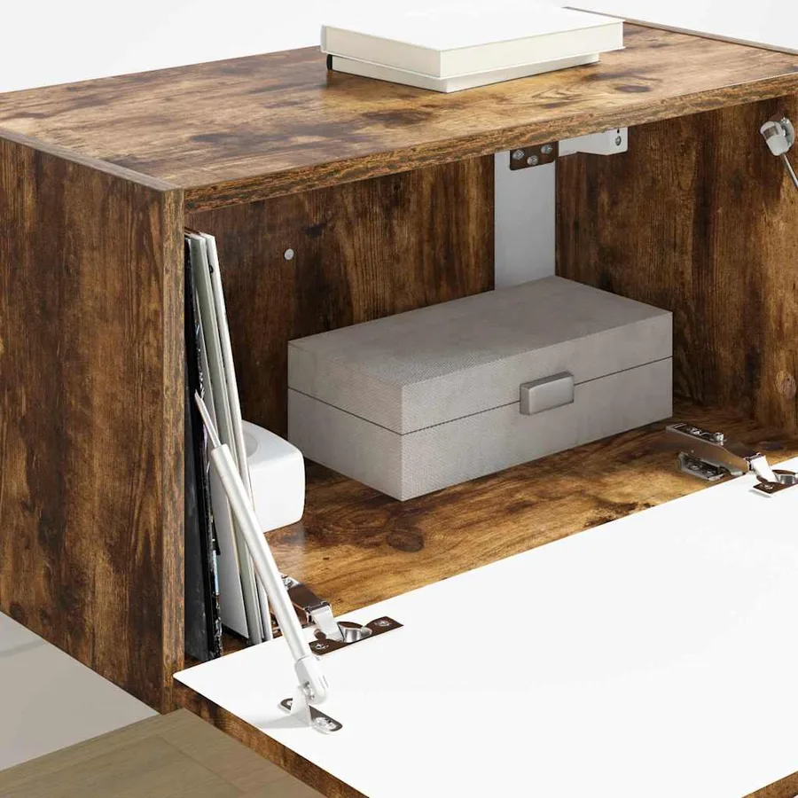 Meuble TV mural Chêne fumé 60 x 31 x 29,5 cm Bois d'ingénierie - 4