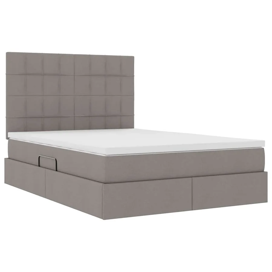 Lit de rangement LED avec matelas Taupe 140 x 190 cm Tissu - 6