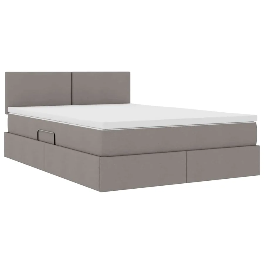 Lit de rangement LED avec matelas Taupe 140 x 190 cm Tissu - 6