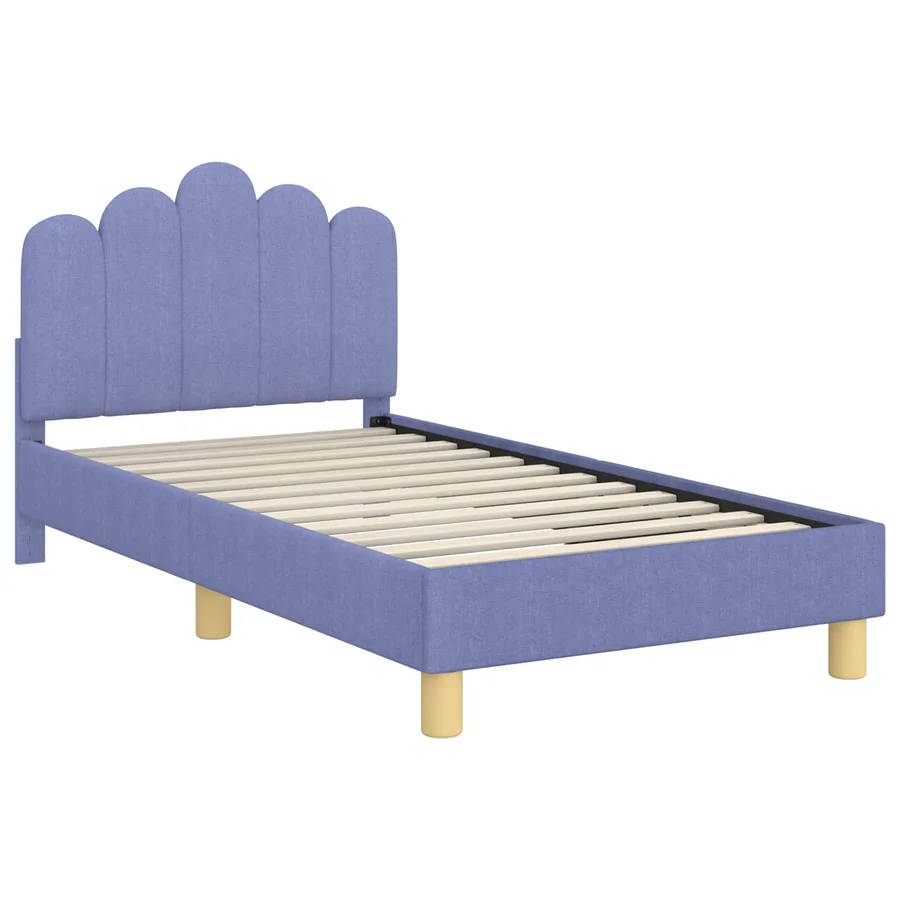 Cadre de lit pour enfants avec tête de lit Bleu denim Tissu - 4