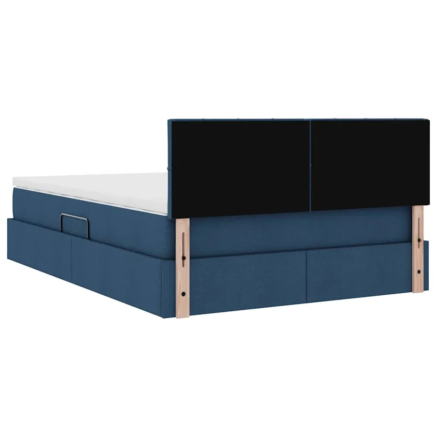 Lit de rangement LED avec matelas Bleu 140 x 190 cm Tissu - 12