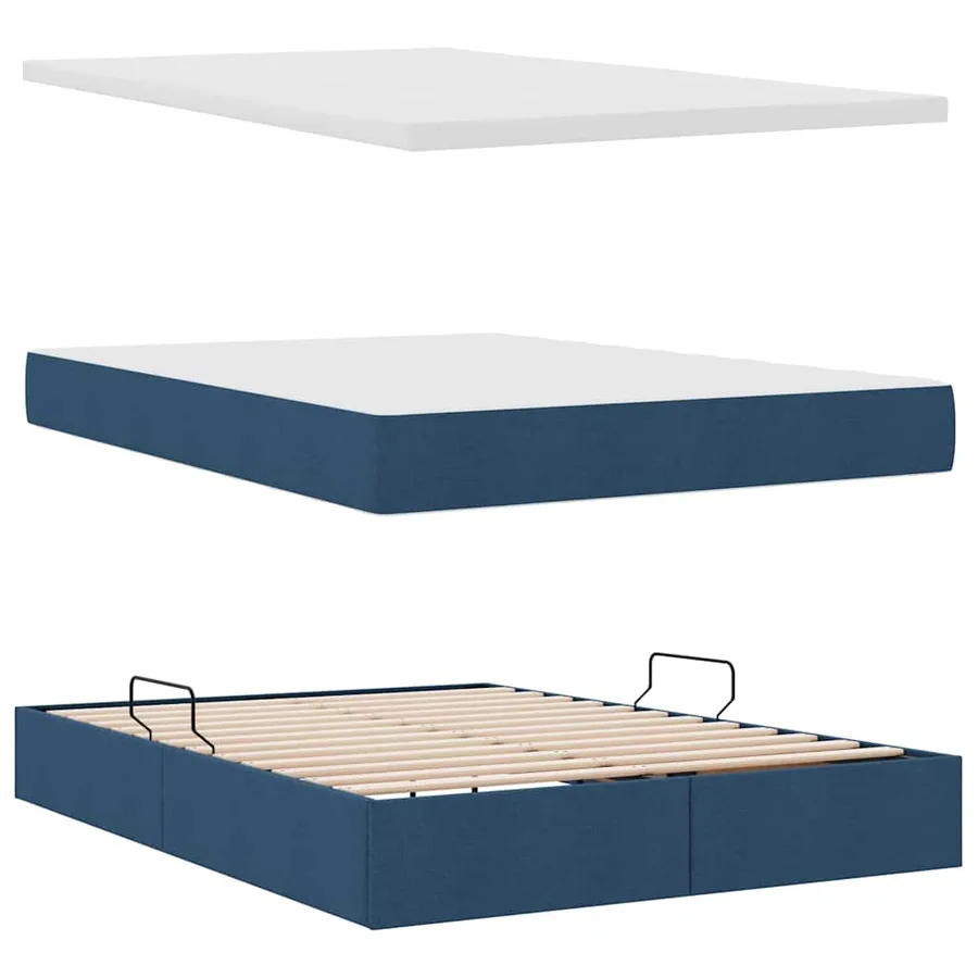 Lit de rangement LED avec matelas Bleu 140 x 190 cm Tissu - 9