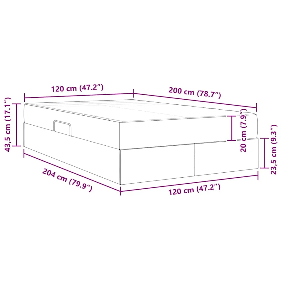 Lit avec rangement et matelas Crème 120 x 200 cm Polyester - 15