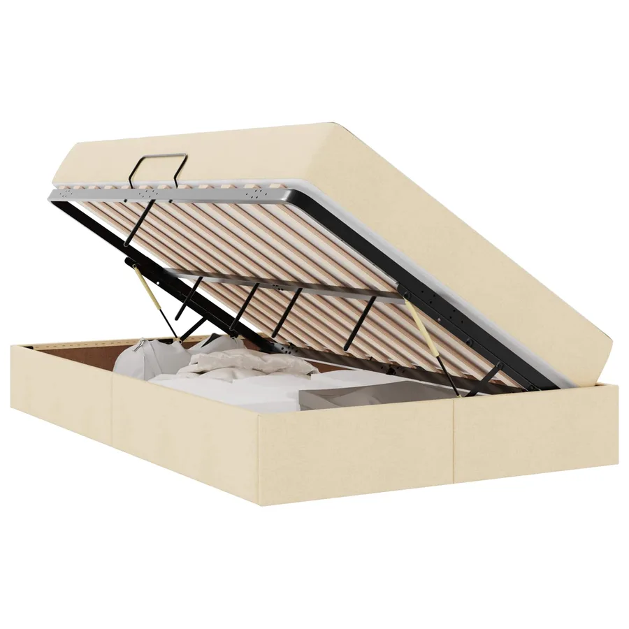 Lit avec rangement et matelas Crème 120 x 200 cm Polyester - 2