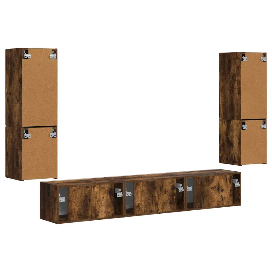 Ensemble meuble TV 4 pcs Chêne fumé Bois d'ingénierie - 9