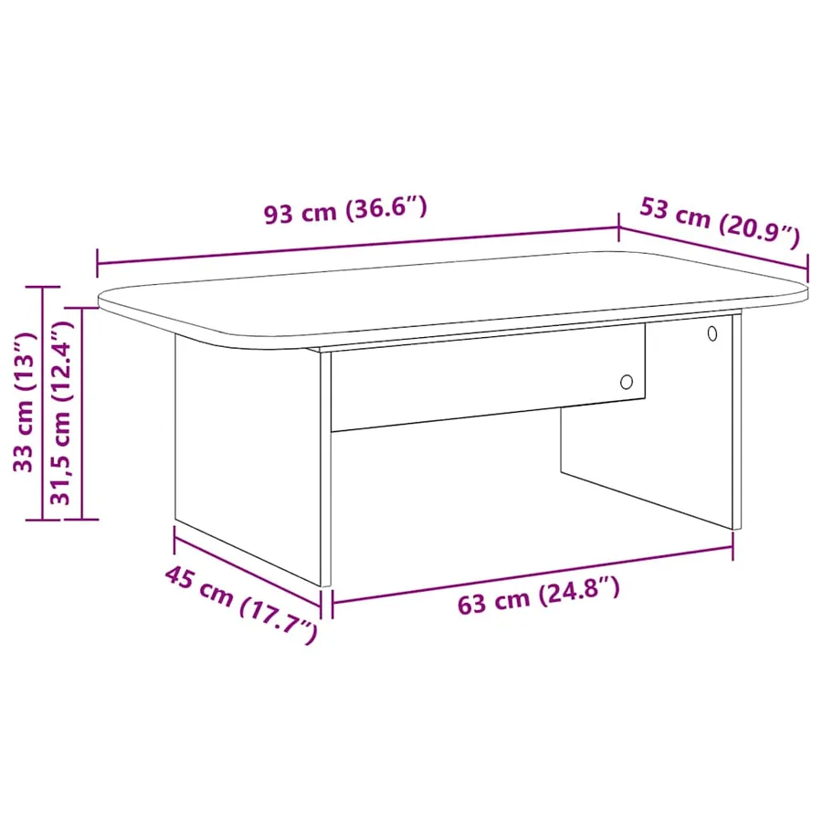 Table basse Chêne fumé 93 x 53 x 33 cm Bois d'ingénierie - 10