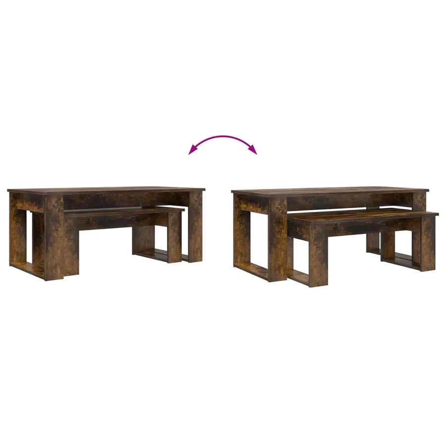 Ensemble de tables basses 2 pcs Chêne fumé Bois d'ingénierie - 12