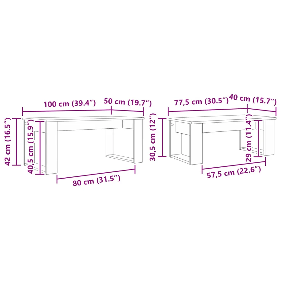 Ensemble de tables basses 2 pcs Chêne fumé Bois d'ingénierie - 14