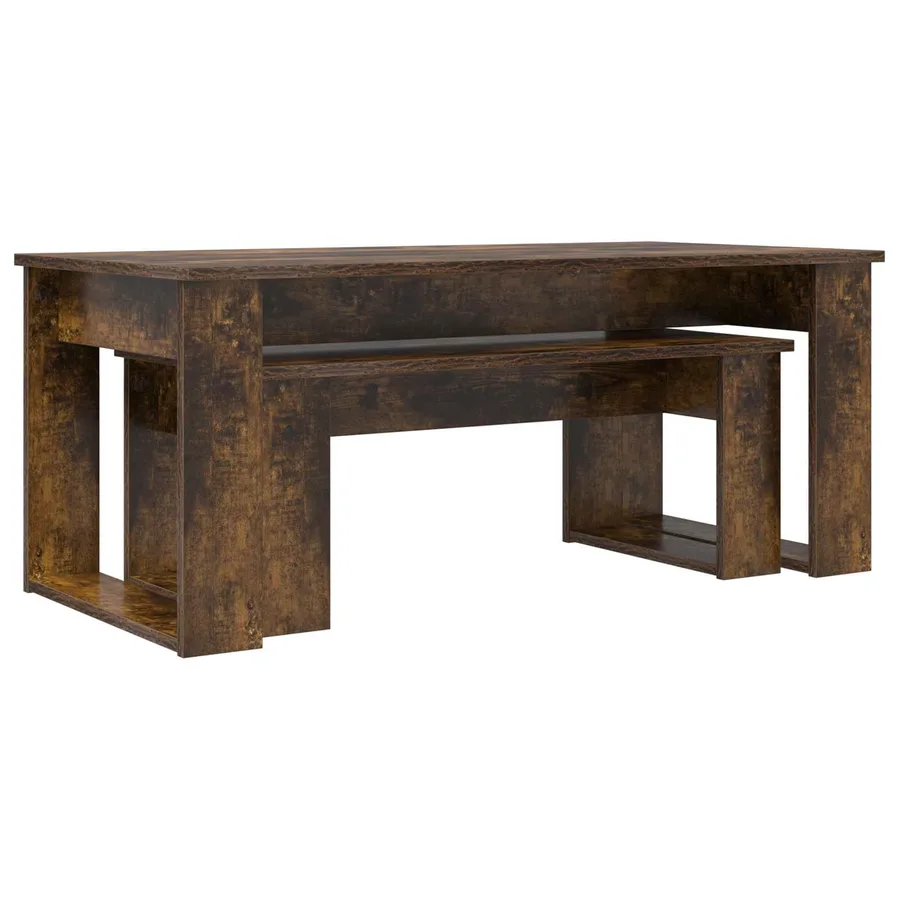 Ensemble de tables basses 2 pcs Chêne fumé Bois d'ingénierie - 5