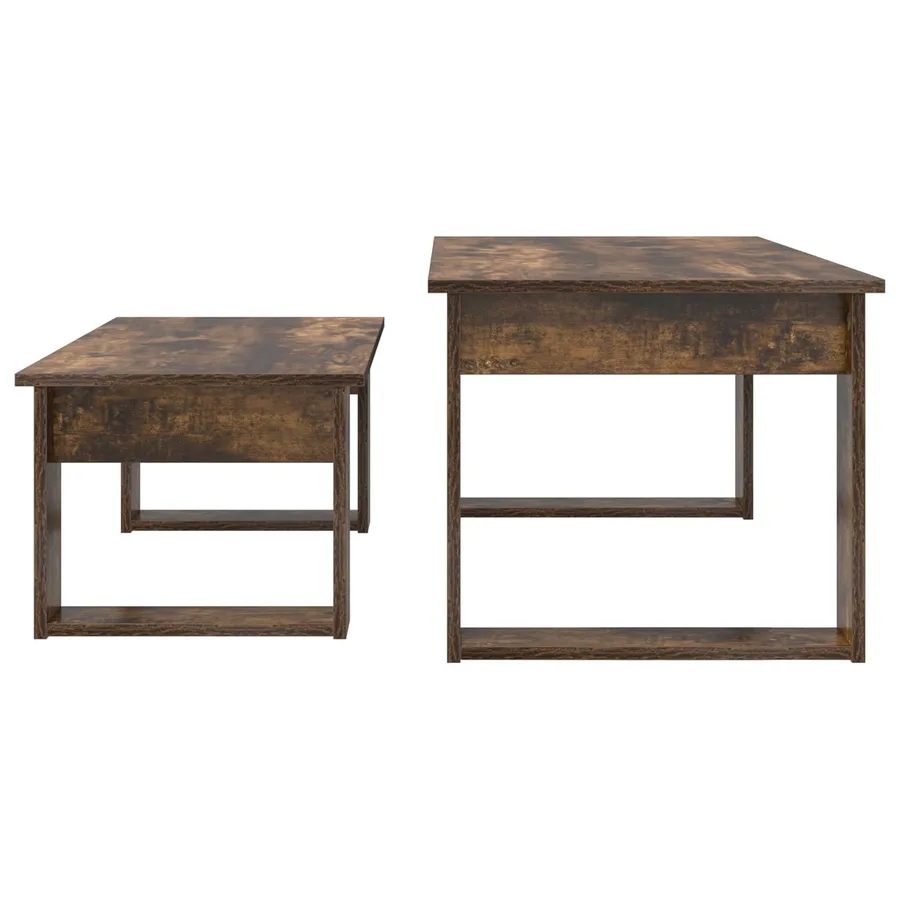 Ensemble de tables basses 2 pcs Chêne fumé Bois d'ingénierie - 9