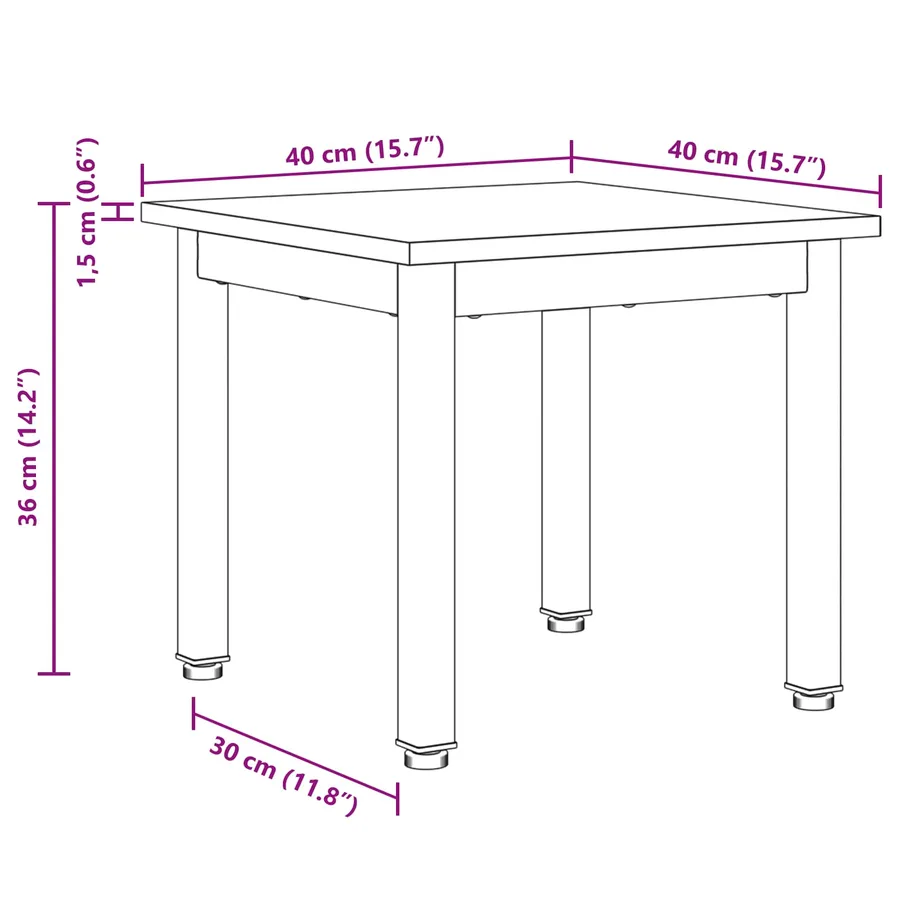Table basse Chêne Fumé 40 x 40 x 36 cm Bois d'ingénierie - 11